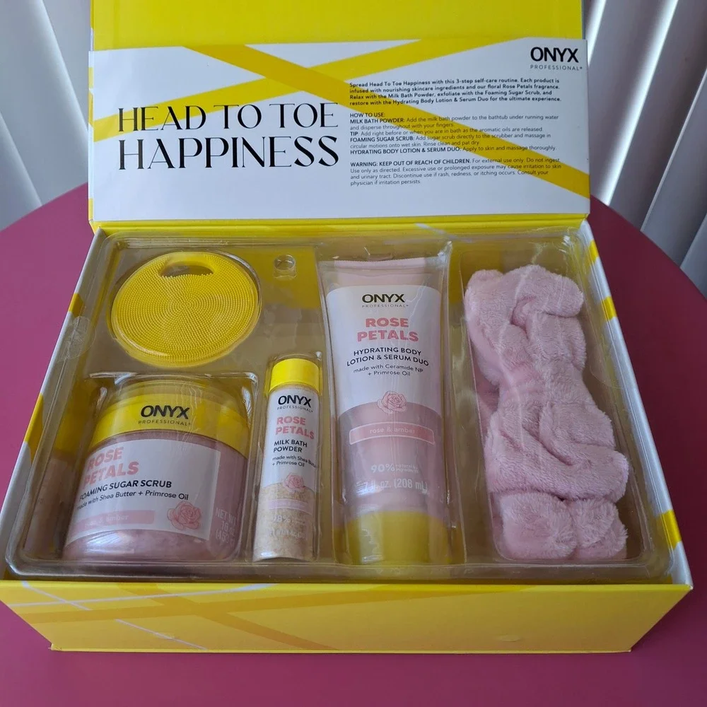 Onyx Professional Sugar Scrub Body Lotion Rose Petals‎ Care Essentials Gift Set